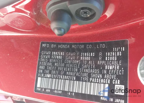 2019 Honda Civic Ex-L z USA, uszkodzony, nr VIN JHMFC1F72KX002126